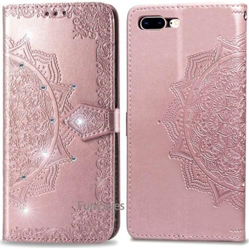 Leather Flip Wallet Case For iPhone 7 8 Plus Flip Phone Case Coques Funda For iPhone 7 8 Plus Back Cover Card Slot Phone Cases