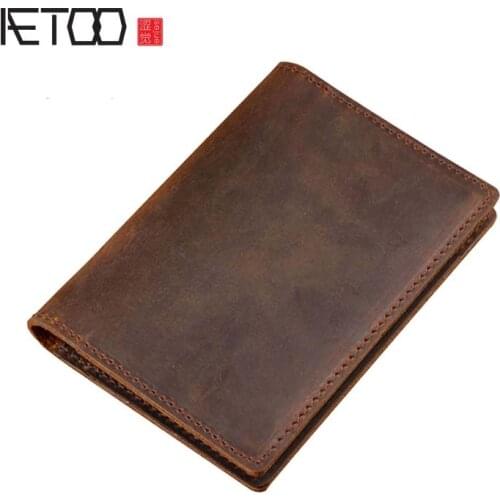 AETOO Head leather hand-made passport clip, document clip, vintage document collection wallet