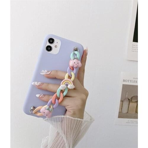 Cute Bracelet wrist strap Phone Case For Oppo A59 F9 F11 A92S A93 A94 A54 A55 A52 A92 A72 A32 A53 A1K A73 Candy Clouds Cover