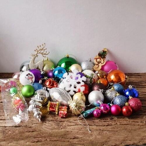 A lot of Christmas decorations, colorful balls, Christmas tree pendants, diy materials, creative pendants
