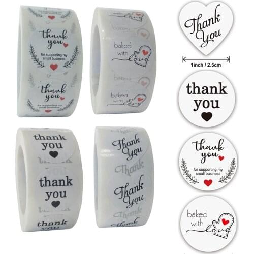 500pcs Cute 1 Inch Round THANK YOU White Stickers Gift Bag/box Labels Scrapbooking DIY Decoration Stationery Stickers