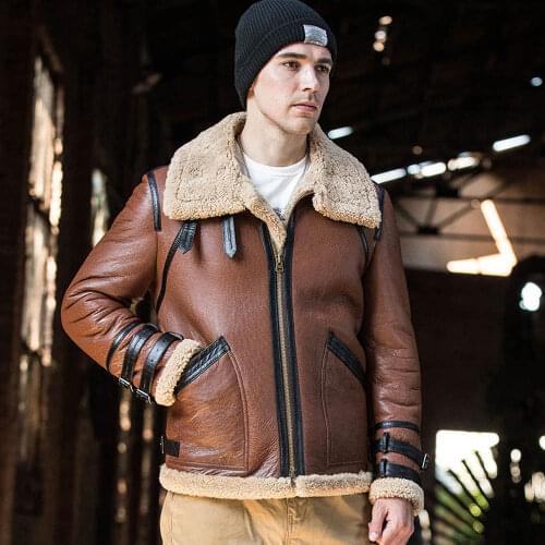 2020 New Brown Casual Formal Thicken Warm Winter Men Real Fur Coat Natural Sheepskin Fur Shearling Jackets