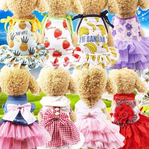 Pet Dog Clothes Striped Hanging Soft Wedding Dress Skirt Spring Summer Teddy Puppy Girl Dogs Cat Dresses Pets Supplies