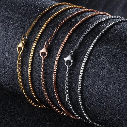 3Pcs/lot 316L Stainless Steel Box Chain Necklace DIY Necklace Thickness 1.5mm for Women Jewelry Necklace