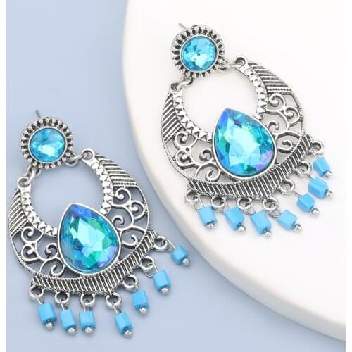 Pauli Manfi 2020 Fashion Exaggerated Metal Glass Resin Pop Earrings Womens Elegant Palace Party Jewelry Accessories