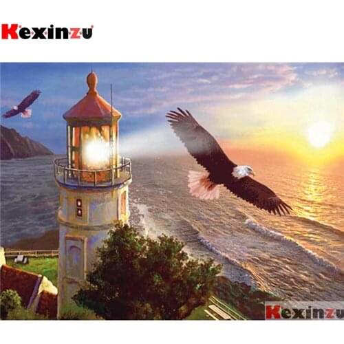 Full Square/Round 5d Diamond Painting Lighthouse eagle 3d Embroidery Cross Stitch Diamond Mosaic Full Picture Rhinestone Decor W