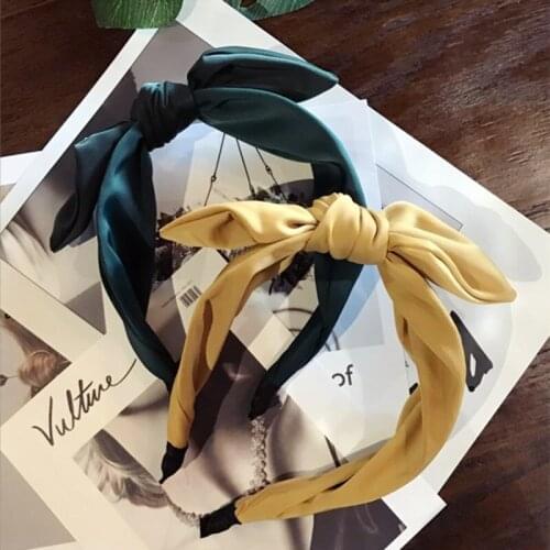 New high-end hair accessories womens solid color fabric large bow wide-brimmed headband headband sweet versatile headdress girl