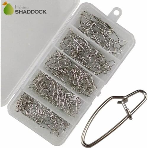 Shaddock Fishing 155pcs/set Fishing New Hooked Snap Pin Connector Stainless Steel Fishing Hook Snap Clips Connector Set With Box