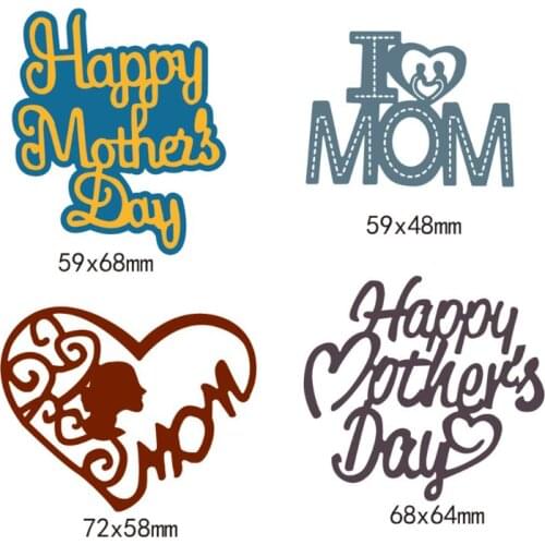 Happy Mothers Day Heart Metal Cutting Dies Stencil DIY Scrapbooking Album Stamp Paper Card Embossing Crafts Decor
