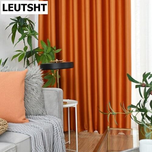 Blue Solid Blackout Curtains for Living Room Orange Curtains for Bedroom Curtains for Window Treatment Finished Blinds