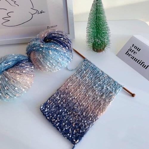 50g Gradient Color Mohair Wool Blended Yarn for Hand Knitting Fancy Yarn Crochet Thread for Scarf Dyed Wool Rainbow Sweater Yarn