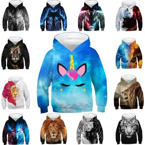 Unicorn 3D Pattern Girls Hoodies Teenagers Oversized Spring Sweatshirt for Girls 4-14 Years Old Hoodies Kids Sweatshirt Clothes
