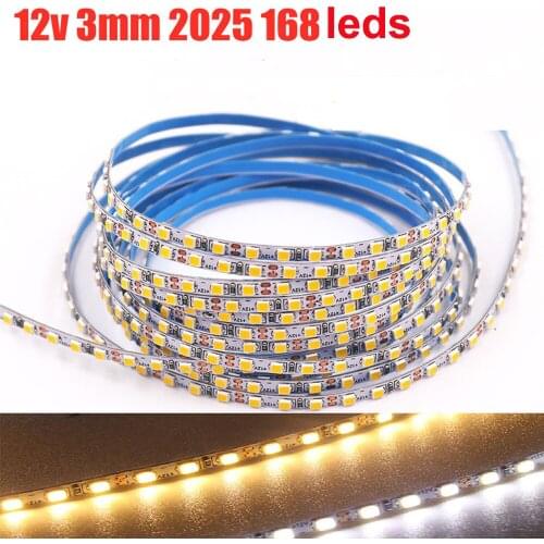 50M Narrow 3mm Ultra Thin LED Strip DC12V 2520 168leds/m White Warm White Flexible LED Strip Building Model Exhibition Showcase