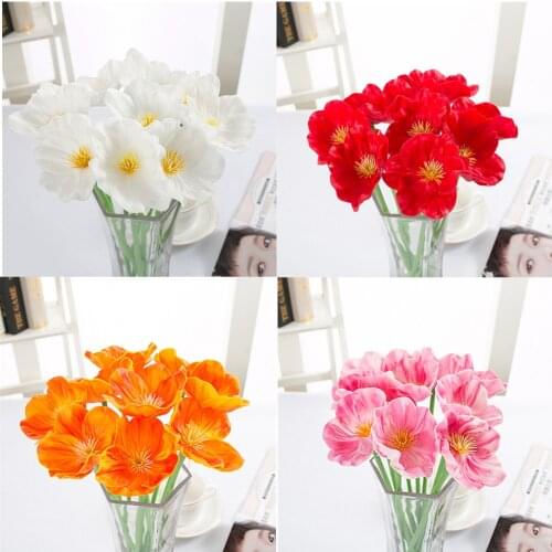 10PCS Artificial Mini Corn Poppies PU Real Touch Fake Poppy Flower for Wedding Party Decorations Home Garen Decor