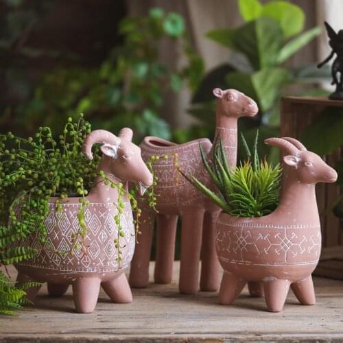 Animal Goat Ram Camel Terracotta Statue Decoration Flowr Pot Garden Home Living Room Balcony Desktop Onament Furnishings Vase