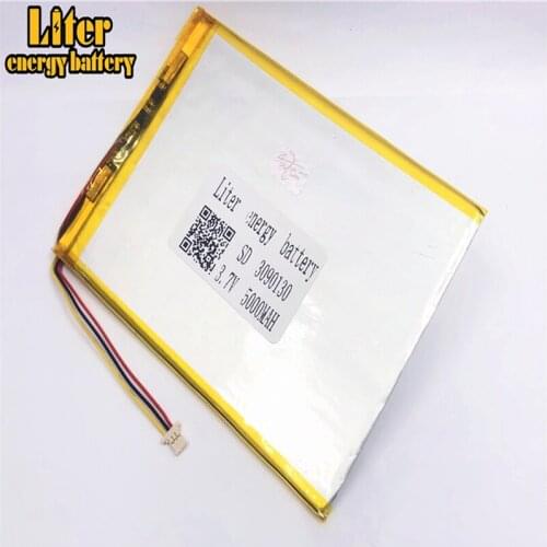 1.0MM 3pin connector li-po 3.7 V 3090130 5000mah Rechargeable li-polymer battery Tablet PC Battery