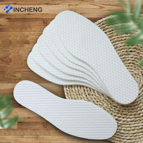 Lot Disposable 10 pairs Comfortable wood pulp Shoes Insoles Inserts for footwear Men Women White Color