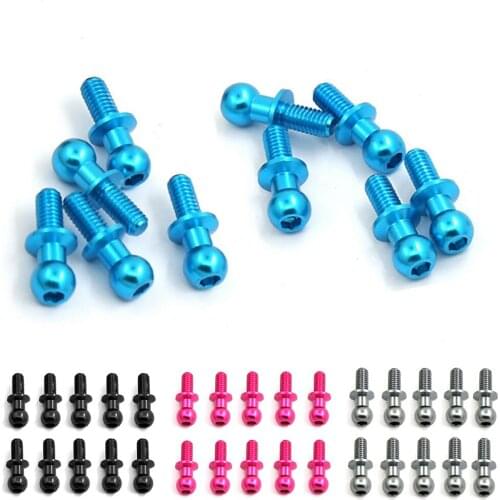 10PCS M3 Aluminum Ball Connector Hex Head Tie Rod Ball Head for Sakura D5 Tamiya TT01/02 Flat Run Car RC Replacement Spare