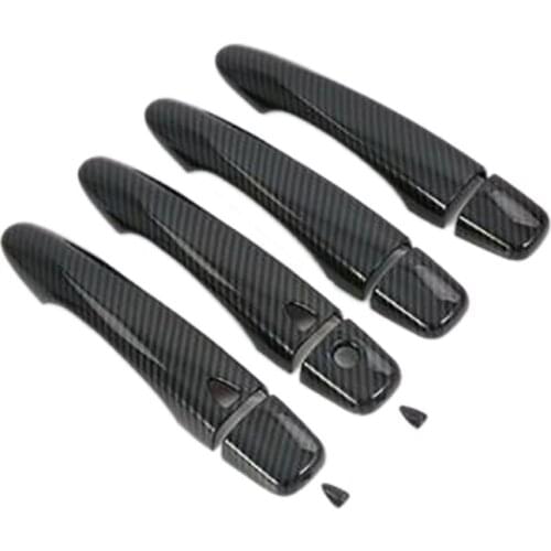 10PCS for Nissan Navara NP300 2014-2020 Carbon Fibre Car Door Handle Cover Trim Protector Frame Sticker Accessories