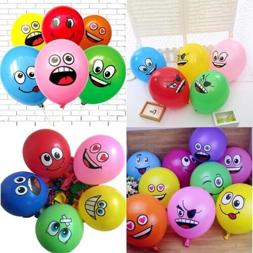 10pcs 12-inch variety of smiley face latex balloons birthday party decoration balloon expression symbol childrens toys happy