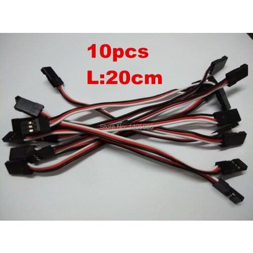 10pcs/lot 20cm Male to Male JR Plug Servo Extension Lead Wire Cable 200mm 3-pin JST RE connector on both ends