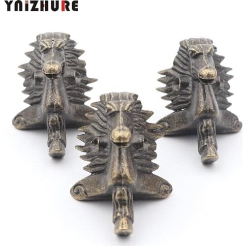 22*39mm 20Pcs Antique Bronze Horse Head Jewelry Gift Win Box Wood Case Decorative Feet Leg Corner Protector