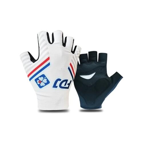 2020 Groupama Fdj Team One Pair Sports Half Finger Cycling Jersey Gloves MTB Road Mountain Bike Bicycle Gel Gloves