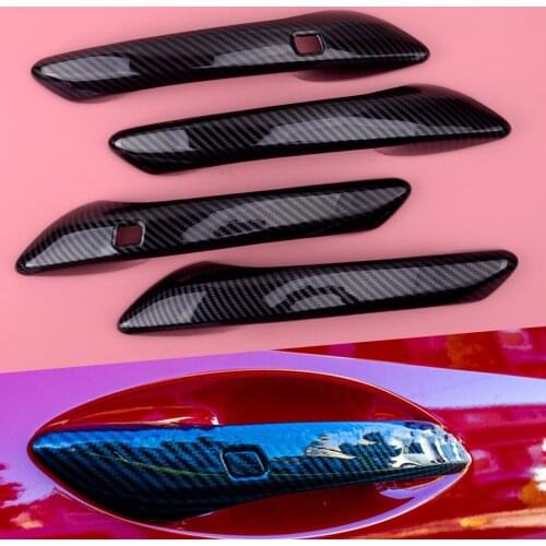 4pcs/set Door Handle Panel Cover Trim ABS Plastic Carbon Fiber Texture fit for Hyundai Sonata DN8 2020