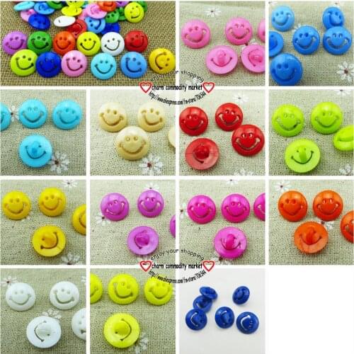 100PCS 15MM Dyed Plastic smile buttons coat boots sewing clothes accessory garment button kid P-116G