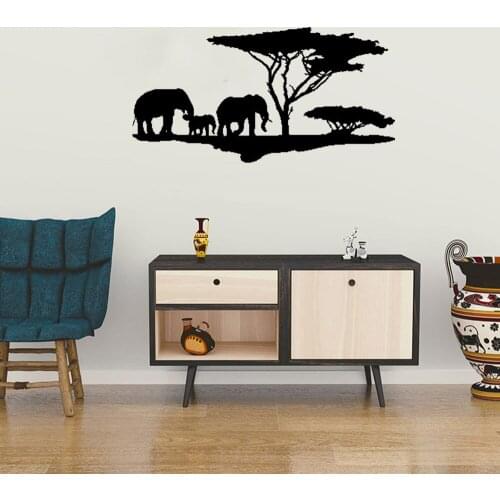 Africa Safari Wall Decal Wild Animals Decal Palm Tree Elephant Wall Sticker Nursery Poster Vinyl Nature Wall Decor DW4722