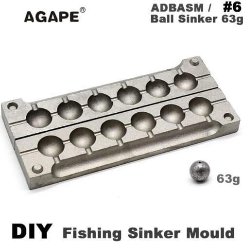 Agape DIY Fishing Ball Sinker Mould ADBASM/#6 Ball Sinker 63g 6 Cavities