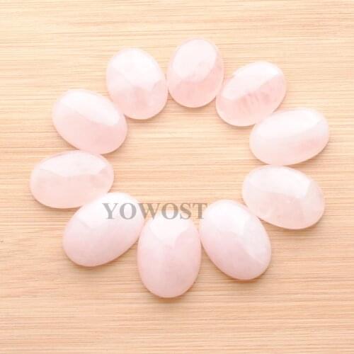 Free shipping Natural Rose Quartzs Gem Stone 18x25x7mm Oval Cabochon CAB No Drill Hole for Jewelry Making 10Pcs/lot IU3056