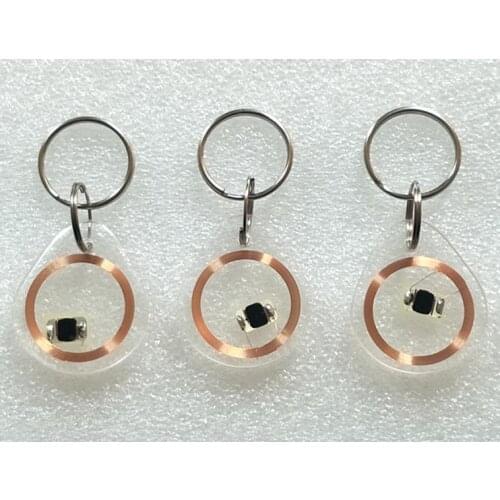 CPU KEYCHAINS FM1208-10 keyfobs IC KEY FOBS RFID clear keyfob tags AB 100pcs/Lot 7K CPU+1K M1