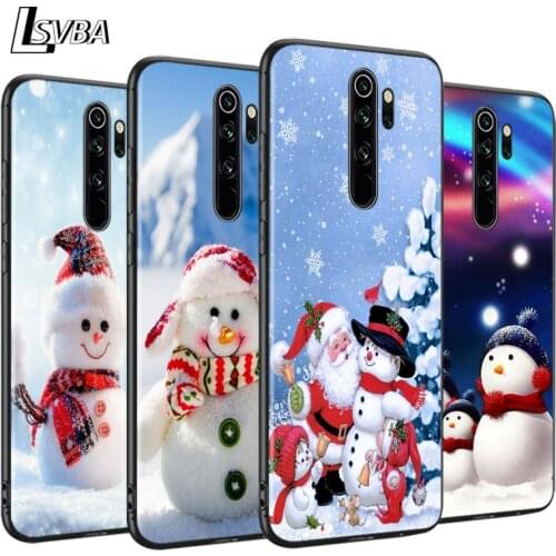 Christmas Snowman Anti-Fall Phone Case For Xiaomi Redmi Note 9 9S Max 8T 8 7 6 5 Pro 5A 4X 4 Soft Black Cover Capa
