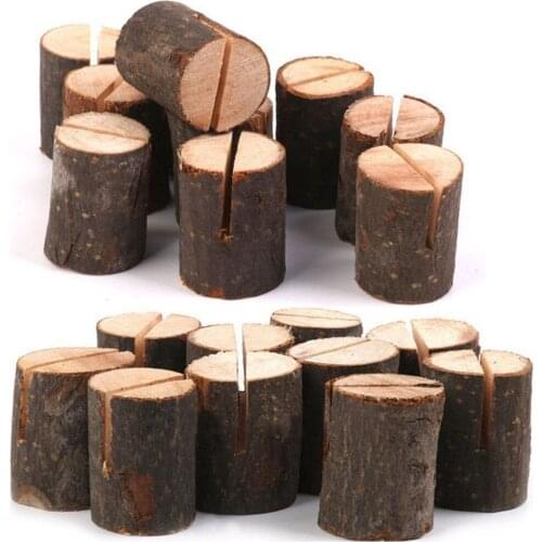 Hot sale Rustic Wood Table Numbers Holder Wood Place Card Holder Party Wedding Table Name Card Holder Memo Note Card (30pcs)