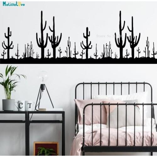 Long Bedside Cactus Wall Stickers Home Decor Spines Flower Plant Gift Removable Window Decals Handmade YT4523