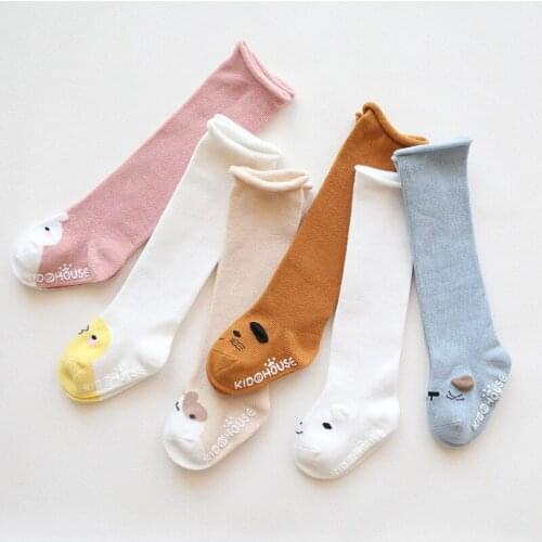 Baby Girl Knee High Long Socks Anti Slip Spring Leg Warmer Kids Sock with rubber soles Infant Cotton Toddler Girls Boy Sock 0-3Y