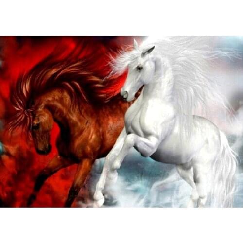 Two horse square rhinestone Diamond Embroidery 3d DIY Diamond Painting Handicraft Inlay Mosaic cross stitch crafts