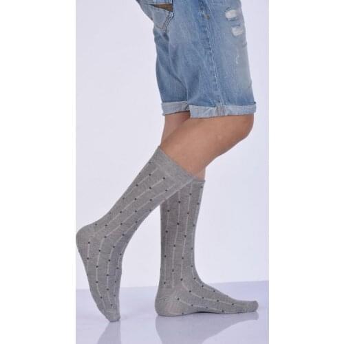 Idilfashion Male Pattern Bamboo Socket Stocking-Light Gray-E-ART217 (3'LÜ PACKAGE)