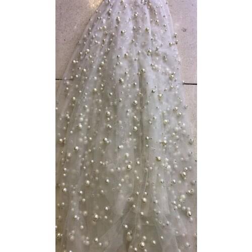 Nice looking french net lace with full beads graceful SYJ-42061 african embroidered net lace fabric