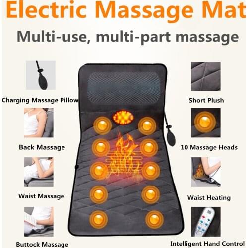 Full Body Massage Mat Electric Vibrator Massager Mattress Far-Infrared Heating Therapy Neck Back Massage Relaxation Bed