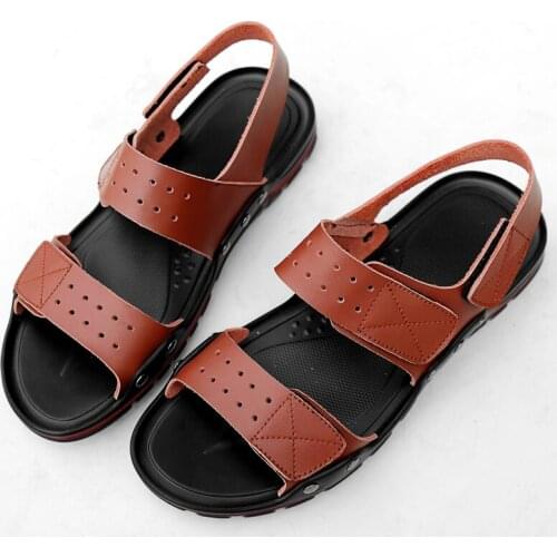 Mens shoes large sizes 49 sandals beach leather summer new 2020 roman vietnam breathable handmade fashion comfort High Quality