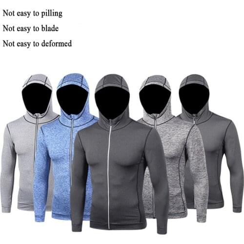 Men Running Jackets Fitness Sports Coat Hooded Tight Hoodie Gym Soccer Training Run Jogging Sportswear Reflective Zipper Jersey