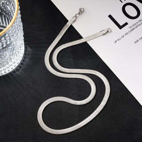 2021 Mens Stainless Steel Flat Necklace Waterproof Filter Snake Chain 5mm Wide Various Length Jewelry