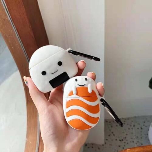 3D Cartoon Sushi Salmon Soft Silicone Case for Apple Airpods 1 2 Bluetooth Wireless Earphone Cover Box Bags