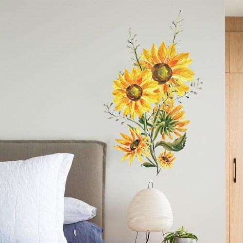 Sunflower Wall Sticker For Refrigerator Cabinet Door Living Room Porch Commercial Wall Decoration Bedroom Home Decor Wallpaper