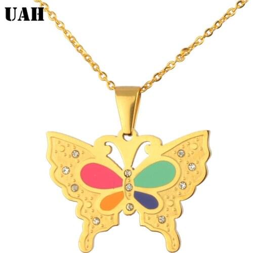 UAH 2018 New Arrival Multiple Zircon Butterfly Necklaces & Pendants for Women Jewelry Wedding Chokers Necklace wholesale