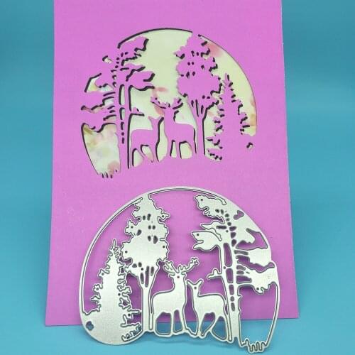 Deer, forest, trees, landscape metal cutting knife mold scrapbook photo album greeting card decoration DIY handmade art