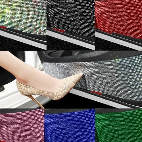 Crystal Car Door Sill Rearview Mirror Sticker and Decals Glitter Decor Car Threshold Bumper Strip Guard Plate Accessories