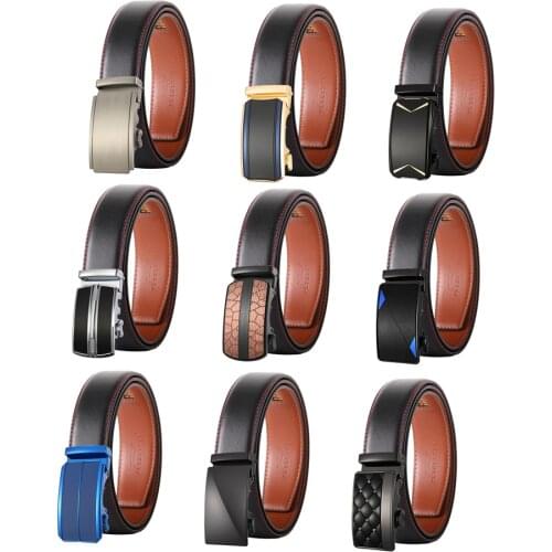 Plyesxale Brand Men Belts Automatic Buckle Belt Genuine Leather High Quality Black Belt for Men Casual Business Male Strap B629